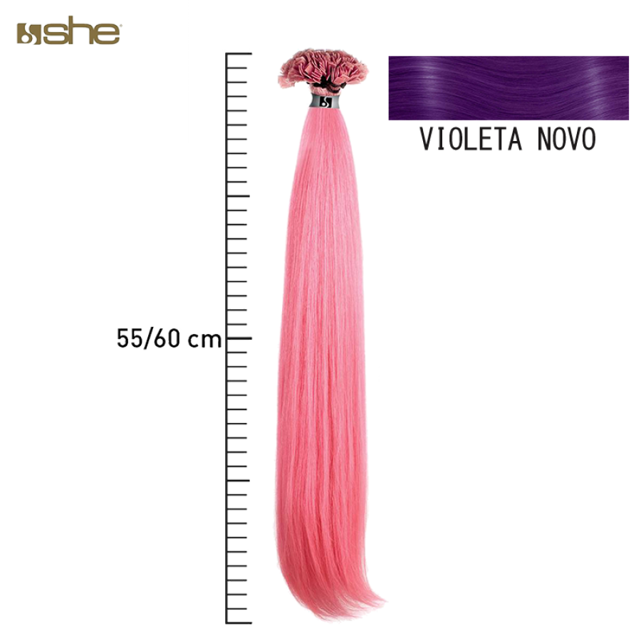 Extensões de Cabelo Fantasia c/Queratina 55x60cm Violeta Novo