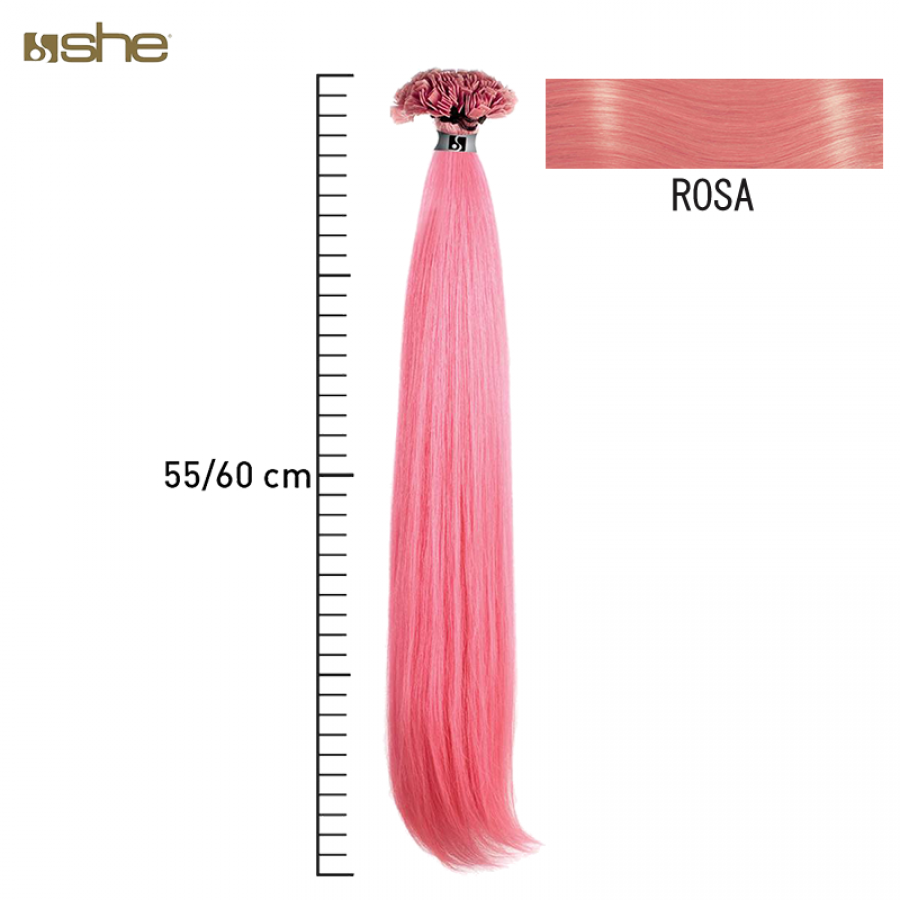 Extensões de Cabelo Fantasia c/Queratina 55x60cm Rosa 
