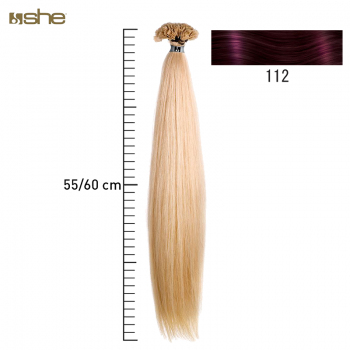 Extensões de Cabelo 100%Natural c/Queratina 55x60cm Liso Cor 112