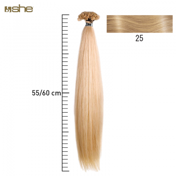 Extensões de Cabelo 100%Natural c/Queratina 55x60cm Liso Cor 25