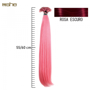 Extensões de Cabelo Fantasia c/Queratina 55x60cm Rosa Escuro