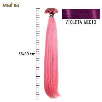 Extensões de Cabelo Fantasia c/Queratina 55x60cm Violeta Médio