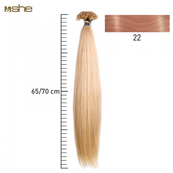 Extensões de Cabelo 100%Natural c/Queratina 65x70cm Liso Cor 22